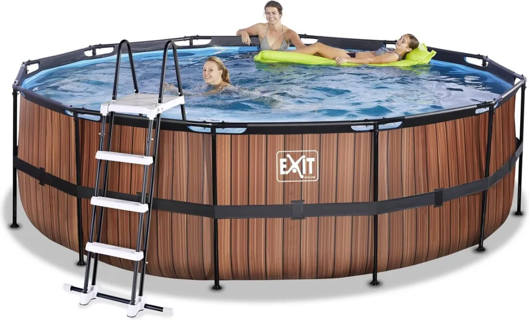 EXIT Wood Zwembad 450x122cm - Bruin - afbeelding 6 van 6