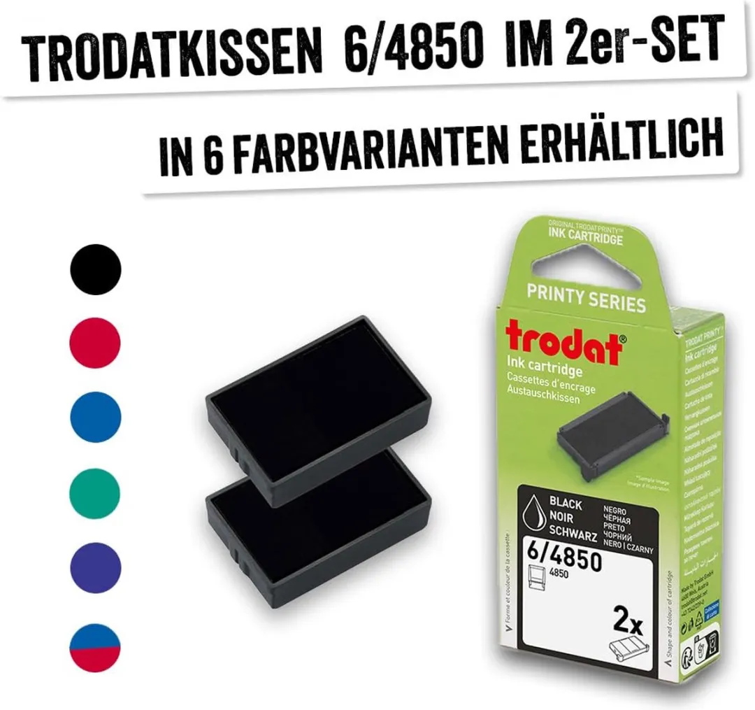 Trodat Vervangend Stempelkussen 6/4850 - 2 Stuks - Zwart
