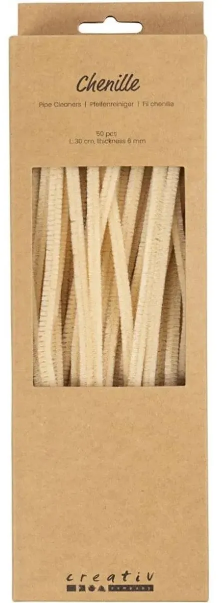 Creativ Company Chenilledraad Beige 6mm - 30cm - 50 Stuks
