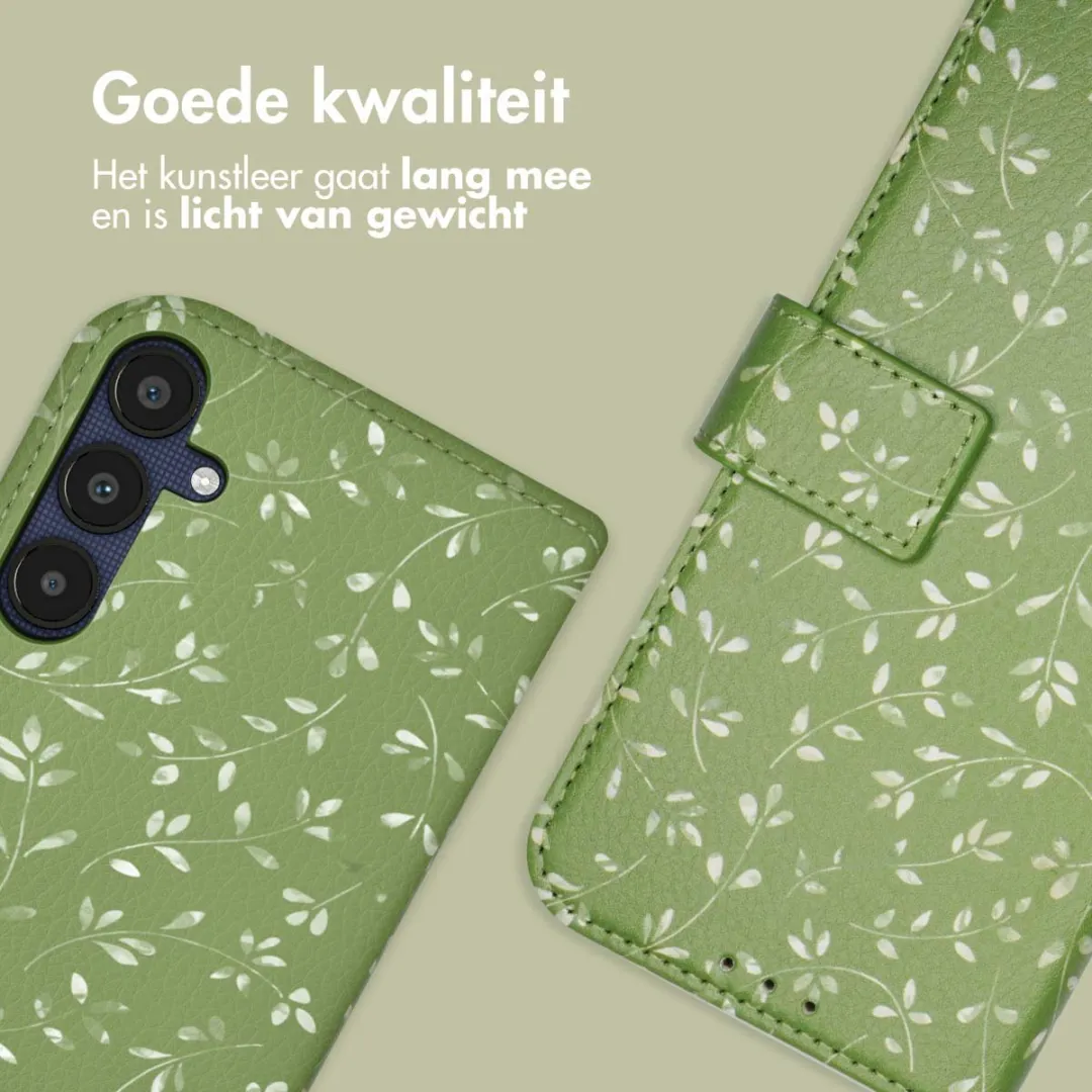 Imoshion Galaxy A55 Hoesje Green Flowers - 3 Pasjes