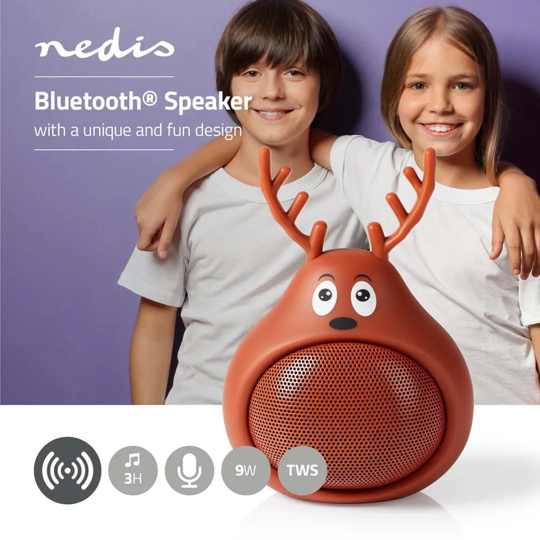 Nedis Animaticks Rudy Reindeer Bluetooth Speaker SPBT4110BN - 9W - Bruin