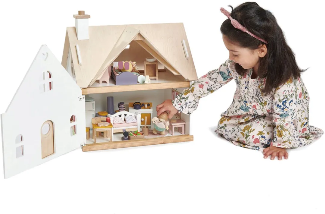 Tender Leaf Toys Houten Poppenhuis Cottentail - 13 Meubels 25 Poppen - Multicolor