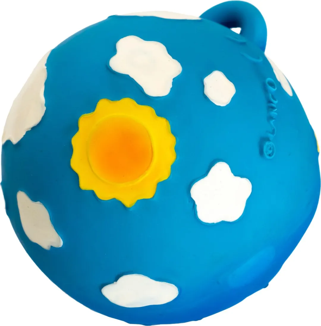Lanco Rubberen Speelbal Night & Day - Blauw/Geel - afbeelding 6 van 6