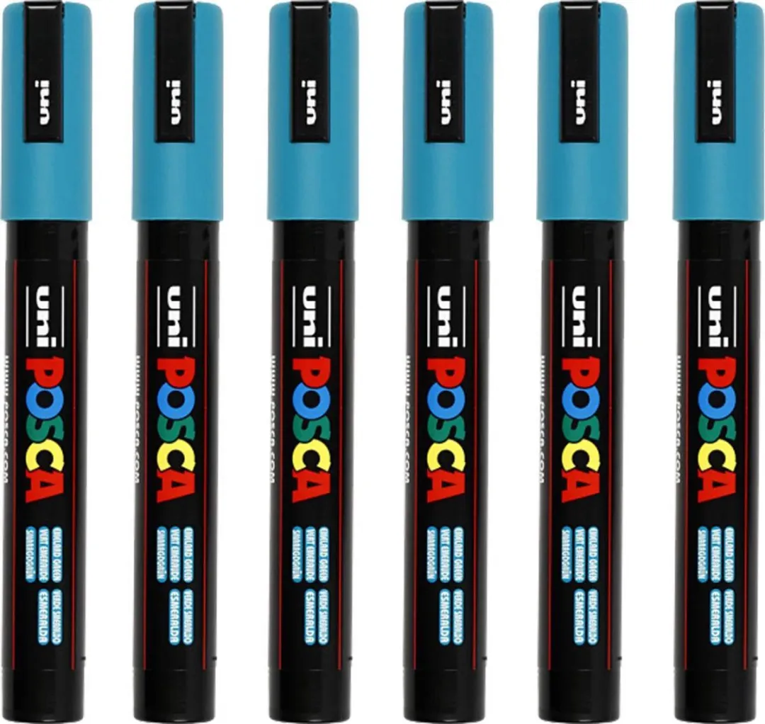 Posca PC-5M Smaragdgroen Verfstiften - 6 Stuks