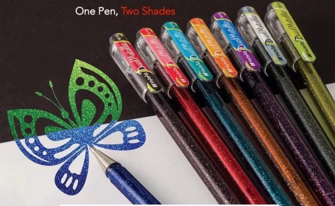 Pentel Duo Gelroller Zwart/Metallic Rood - afbeelding 3 van 6