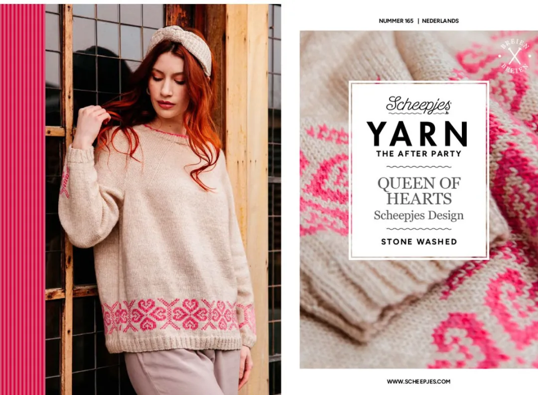 Scheepjes Yarn The After Party nr.165 Queen of Hearts - Breipatroon - S - Beige/Rozemengsel