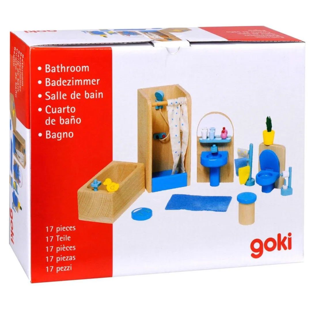 Goki Moderne Badkamer Poppenhuismeubeltjes 17-delig - Blauw