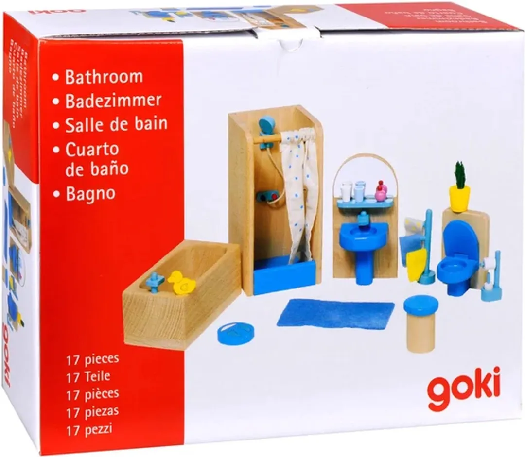 Goki Moderne Badkamer Poppenhuismeubeltjes 17-delig - Blauw