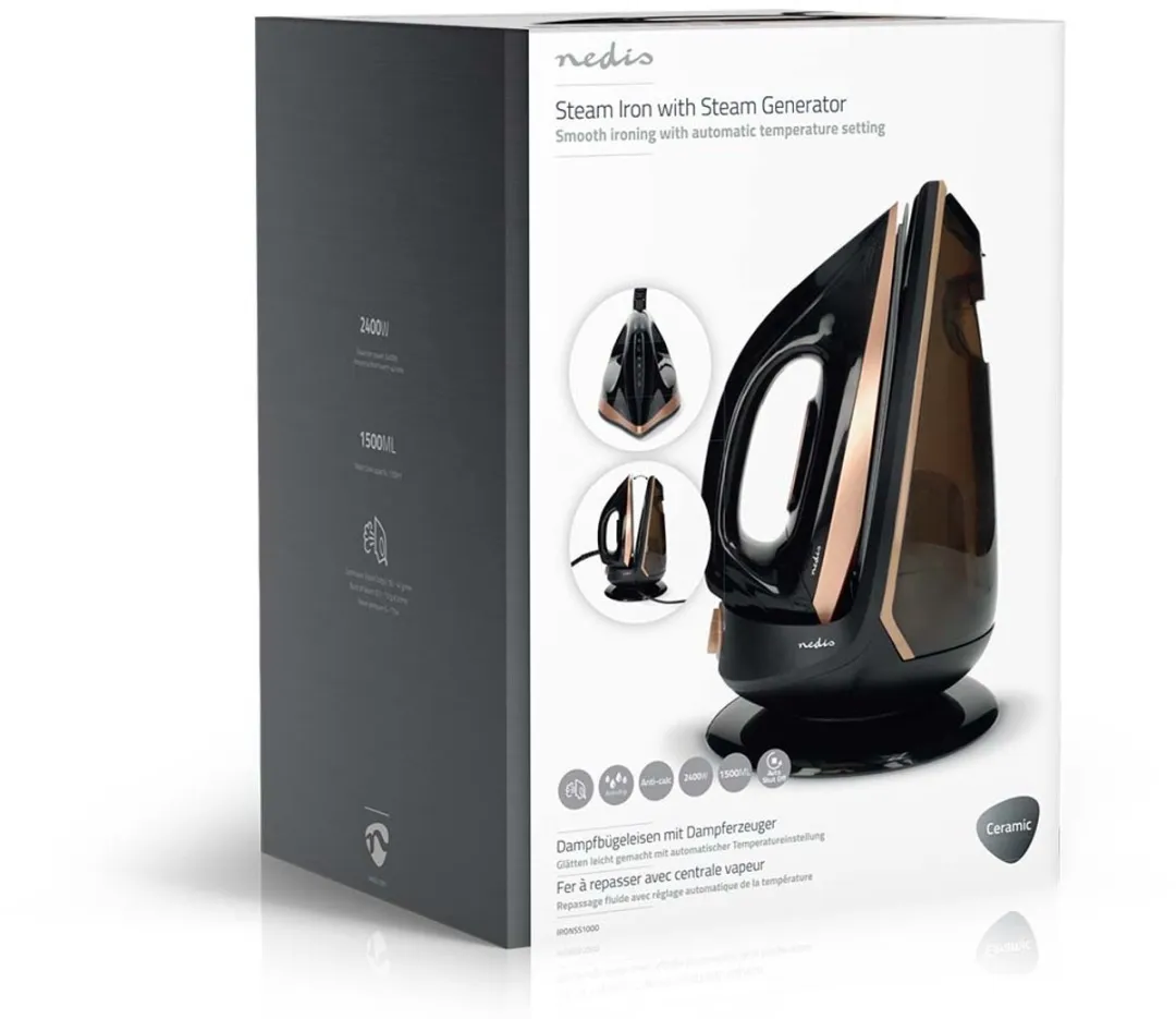 Nedis IRONSS1000 Stoomstrijkijzer - 2400W - Zwart