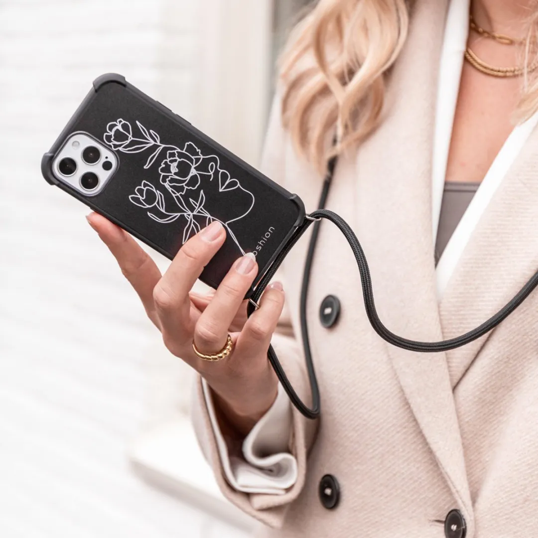 imosHion Hoesje Samsung Galaxy A72 - Woman Flower - Zwart