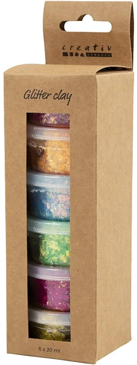Creativ Company Glitter Clay Basiskleuren - 6x20ml Multikleurig