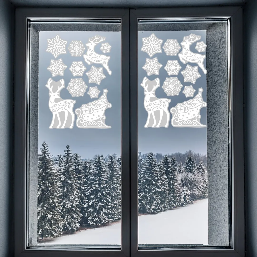 Anna's Collection Kerst Raamstickers Rendier - 2 Stuks