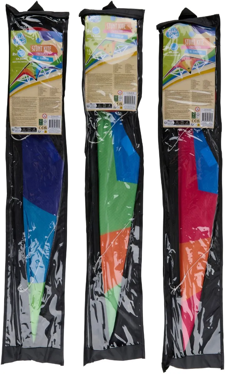 Eddy Toys Stuntvlieger 2 Lijnen - 120x60cm - Meerkleurig