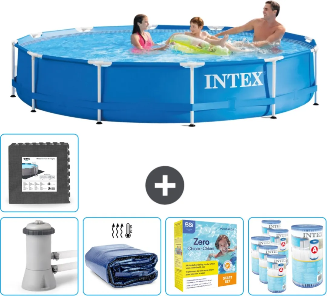 Intex 28212GN-Blauw Rond Frame Zwembad 366x76cm - Blauw