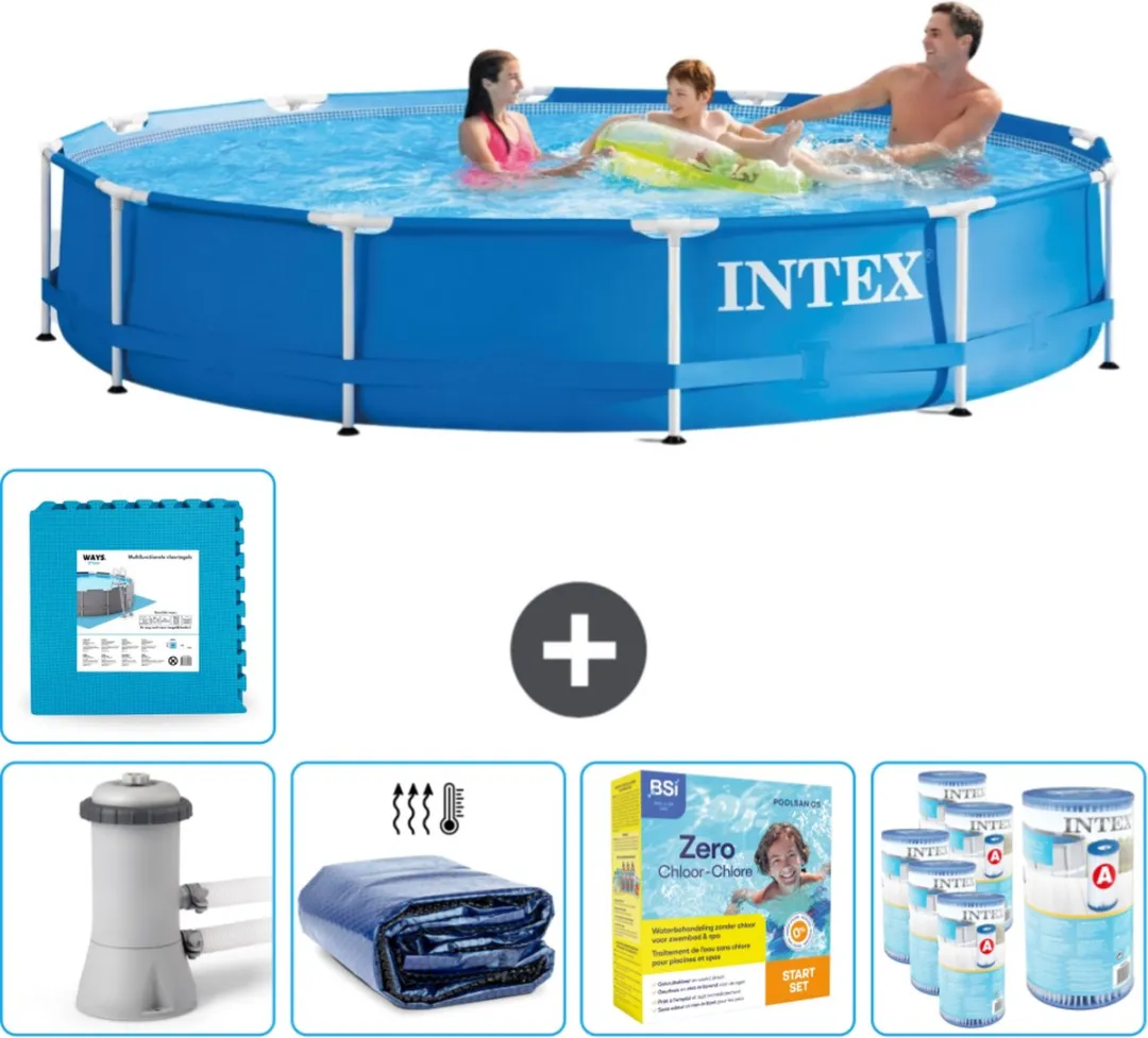 Intex 28212GN-Blauw Rond Frame Zwembad 366x76cm