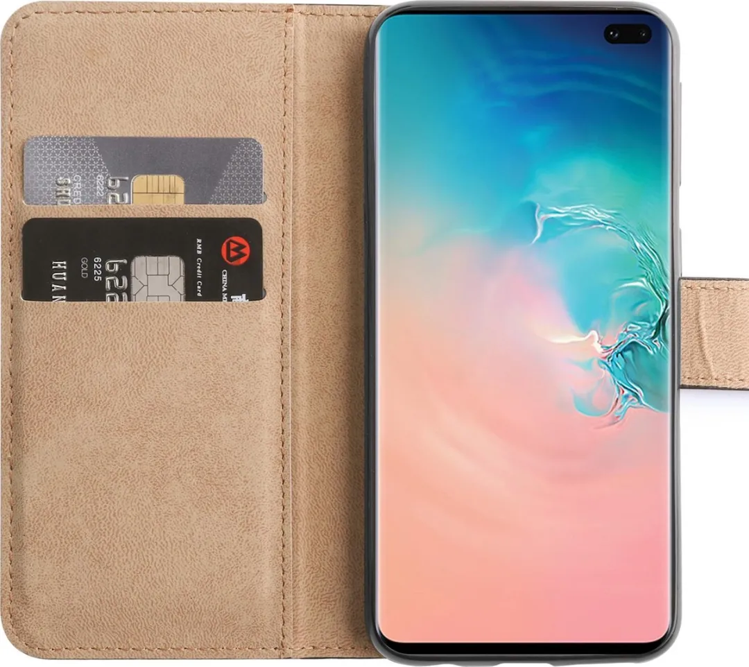 BMAX Leren Book Case Hoesje S10+ - 2 Pasjes - Zwart