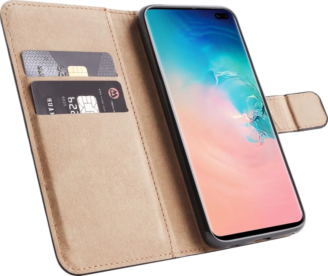 BMAX Leren Book Case Hoesje S10+ - 2 Pasjes - Zwart