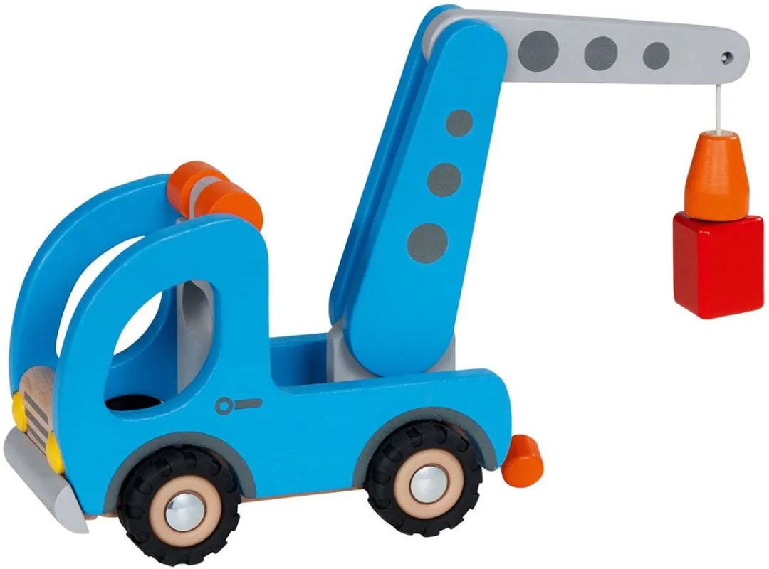 Goki Houten Voertuig-Mobiele Kraan 55875 - Multi kleuren