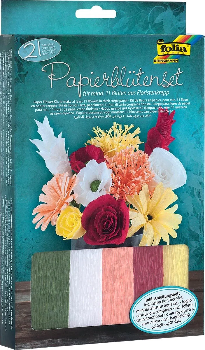 Folia Knutselset Crêpe Papier Bloemen 21-delig