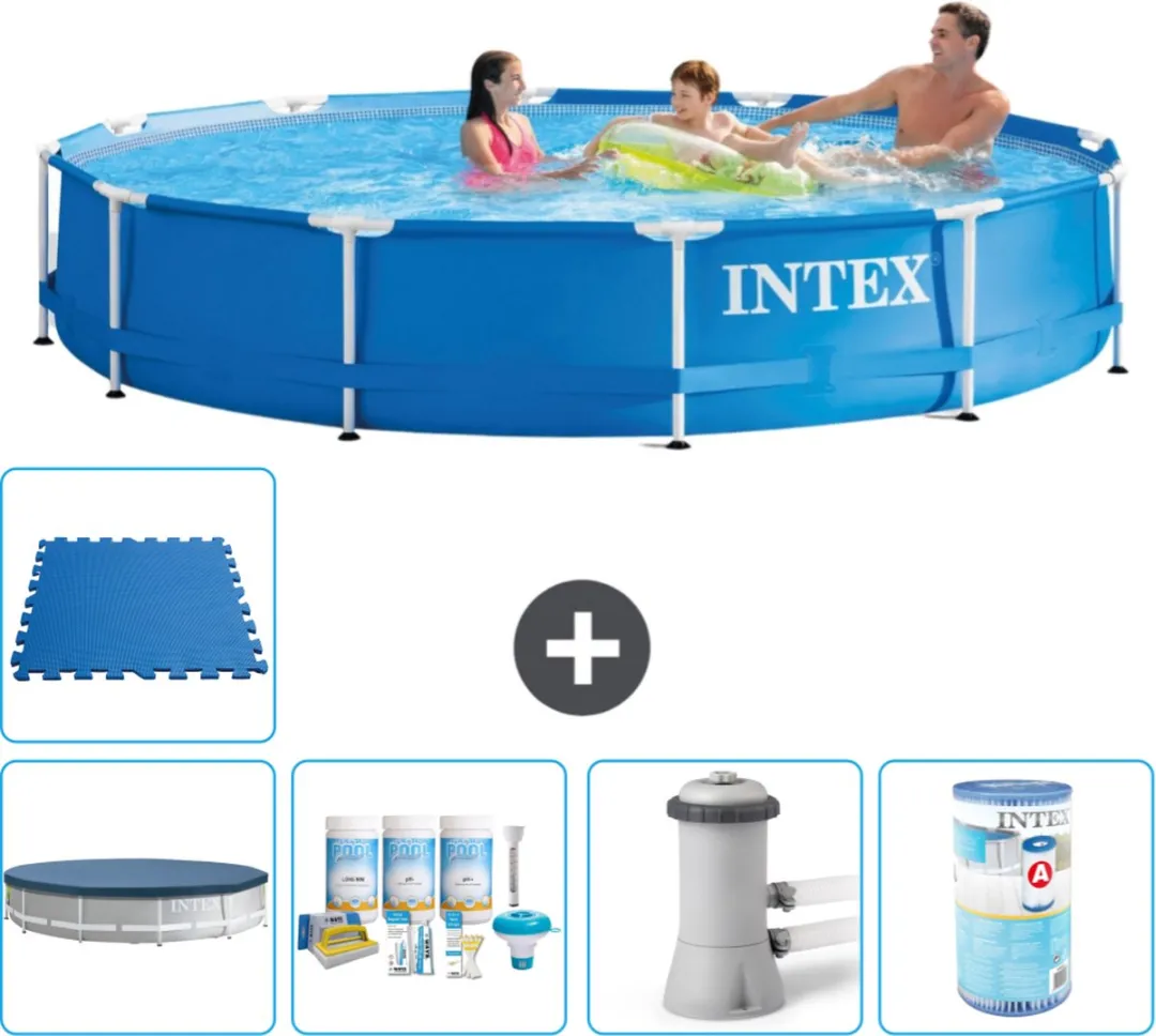 Intex 28210NP-Blauw Rond Frame Zwembad 366x76cm