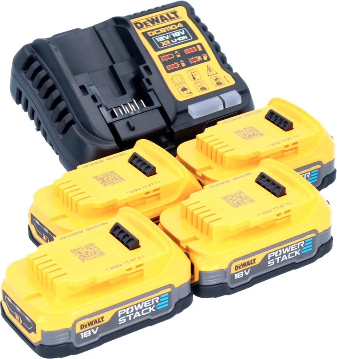 DeWalt DCB1104 E4 Accustartset 12V/18V - 4x Powerstack 1,7Ah + Lader