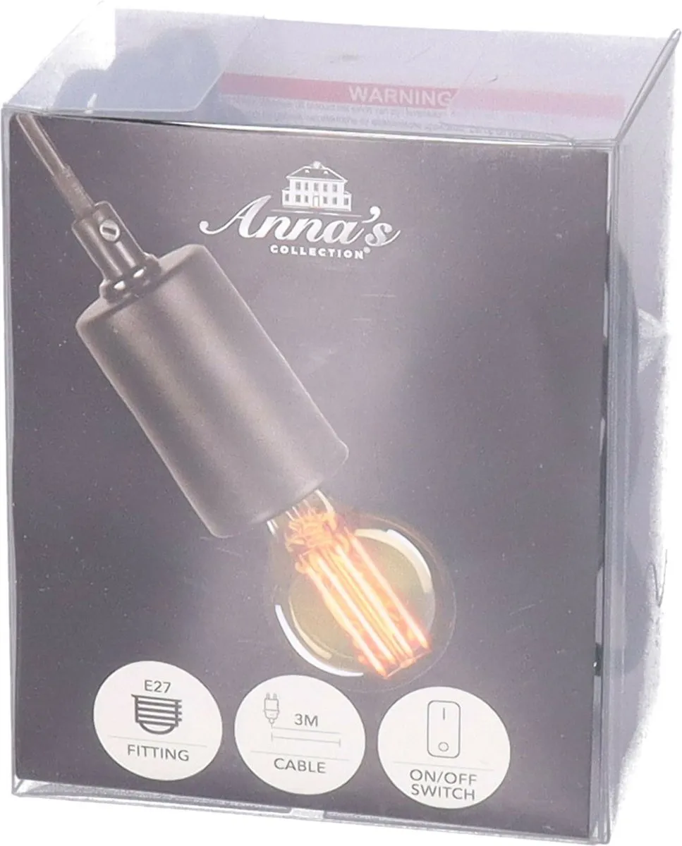 Anna's Collection Fitting Hanglamp - Zwart - 6x4.2cm