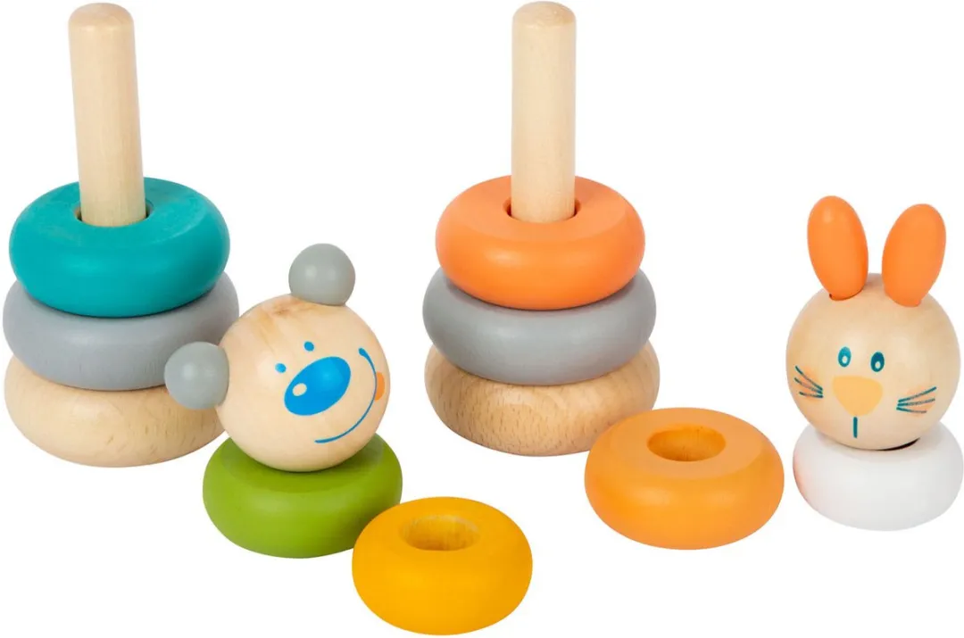Small Foot Houten Stapeltoren Dieren Pastel - 6-delig