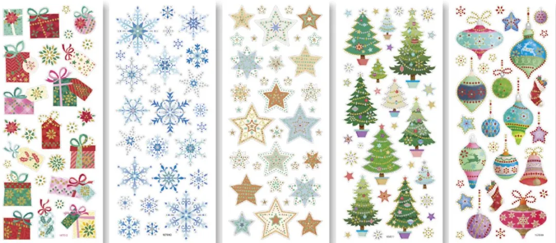 Folia Glanzende Kerststerren-Stickers - 5 Vellen Meerkleurig