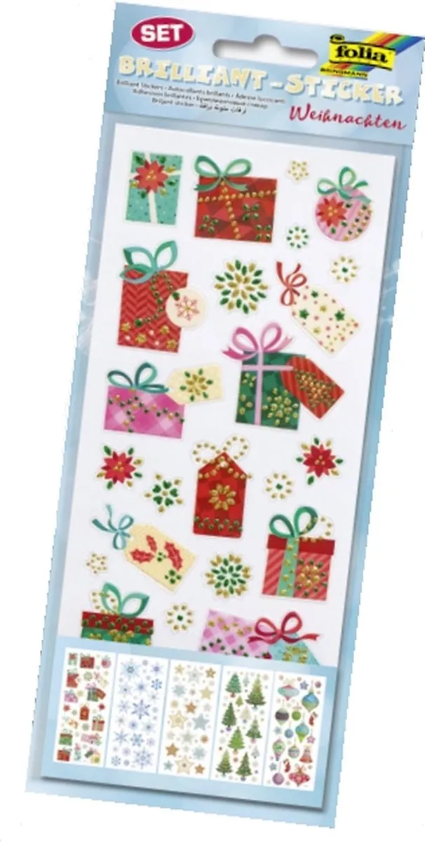 Folia Glanzende Kerststerren-Stickers - 5 Vellen Meerkleurig