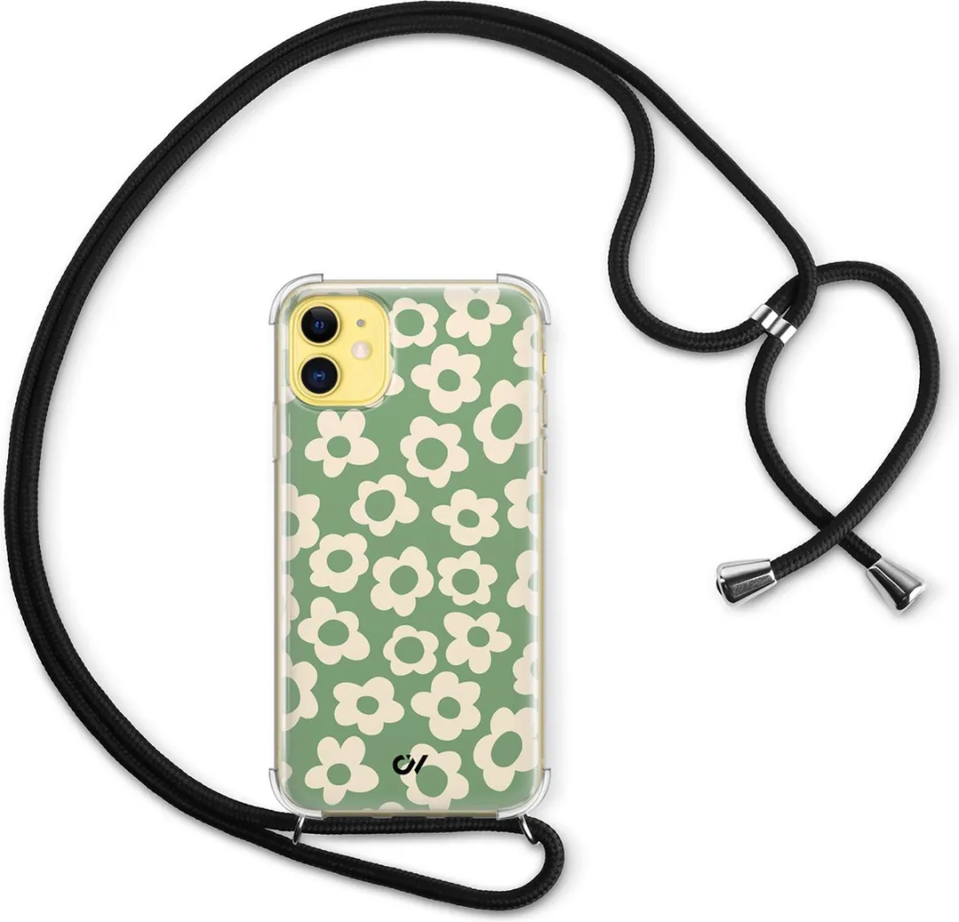 Casevibes Telefoonhoesje iPhone 11 Groen - Retro Cute Flowers