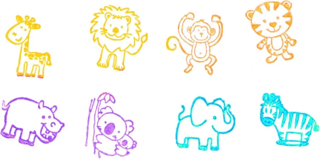 Goki Houten Stempelset 8-delig Wilde Dieren - Meerkleurig