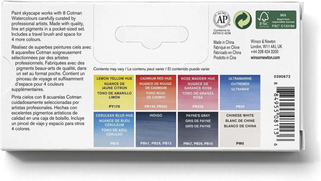 Winsor & Newton Cotman Skyscape Pocket Aquarelset - 8 Kleuren