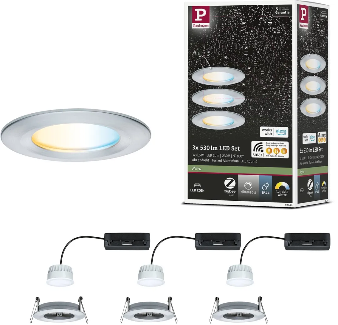 Paulmann Nova Coin LED-inbouwlamp 3x6W 530lm Tunable White 78mm