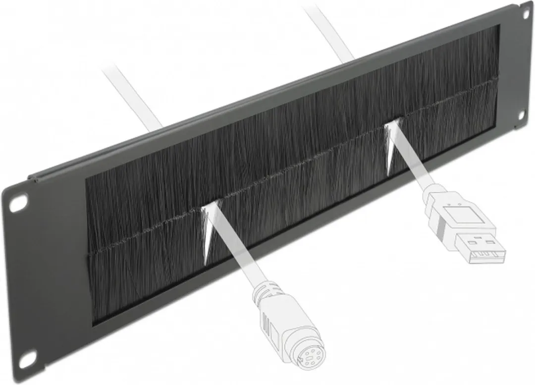 Delock 19" Kabelbeheersborstel 2U - Zwart - afbeelding 2 van 4