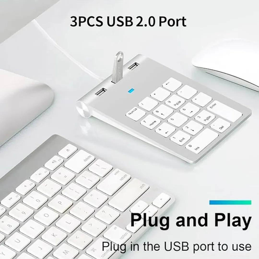 NÖRDIC NK622 USB Numeriek Toetsenbord - 18 Toetsen - Zilver