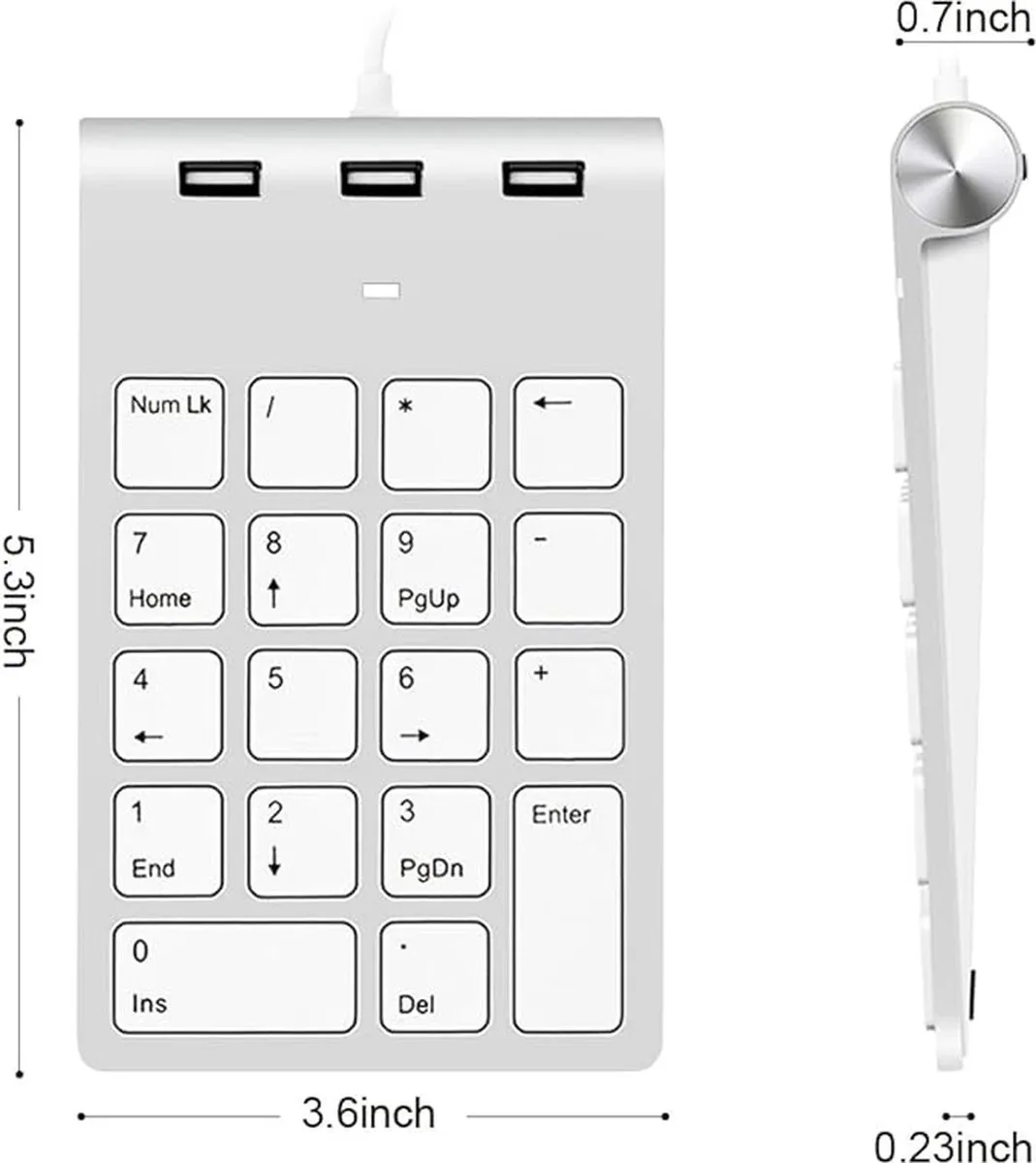 NÖRDIC NK622 USB Numeriek Toetsenbord - 18 Toetsen - Zilver - afbeelding 6 van 6