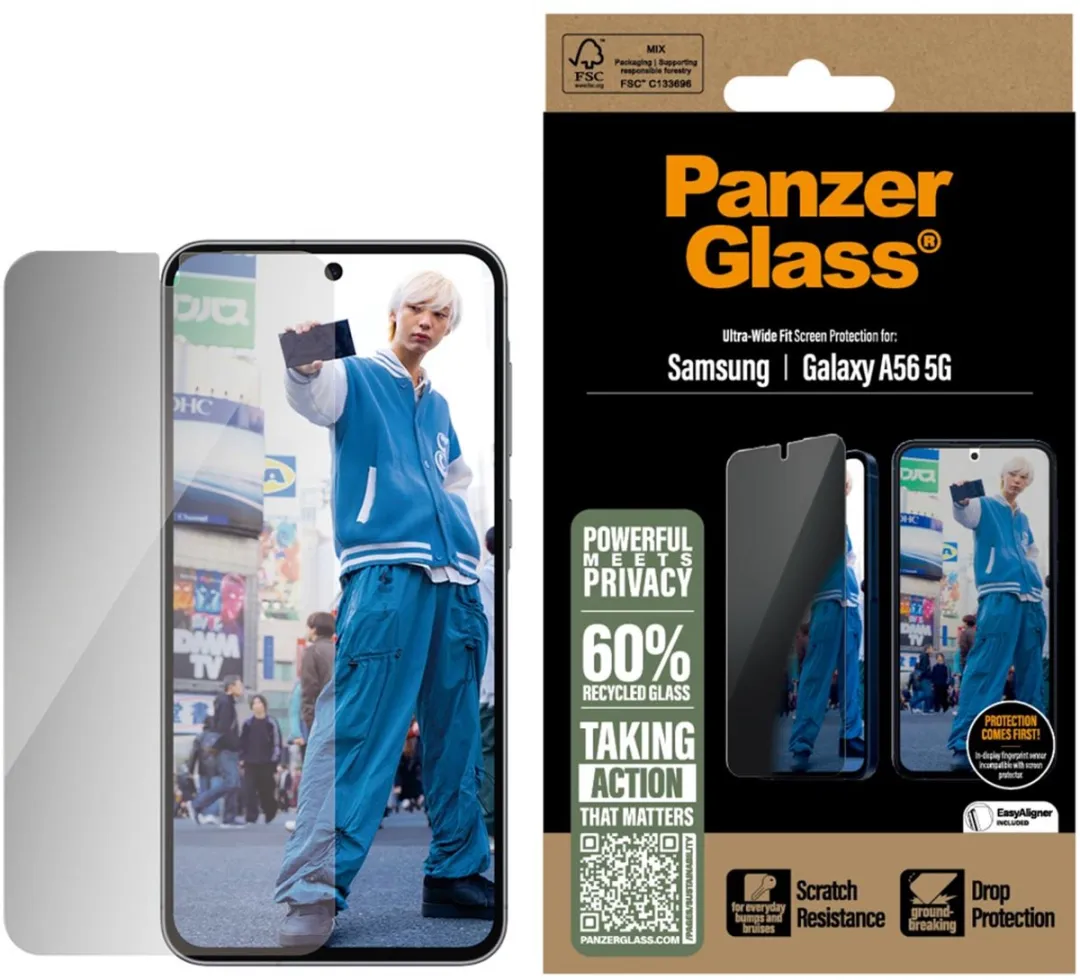 PanzerGlass Ultra-Wide Fit Privacy Screenprotector A56 - Zwart