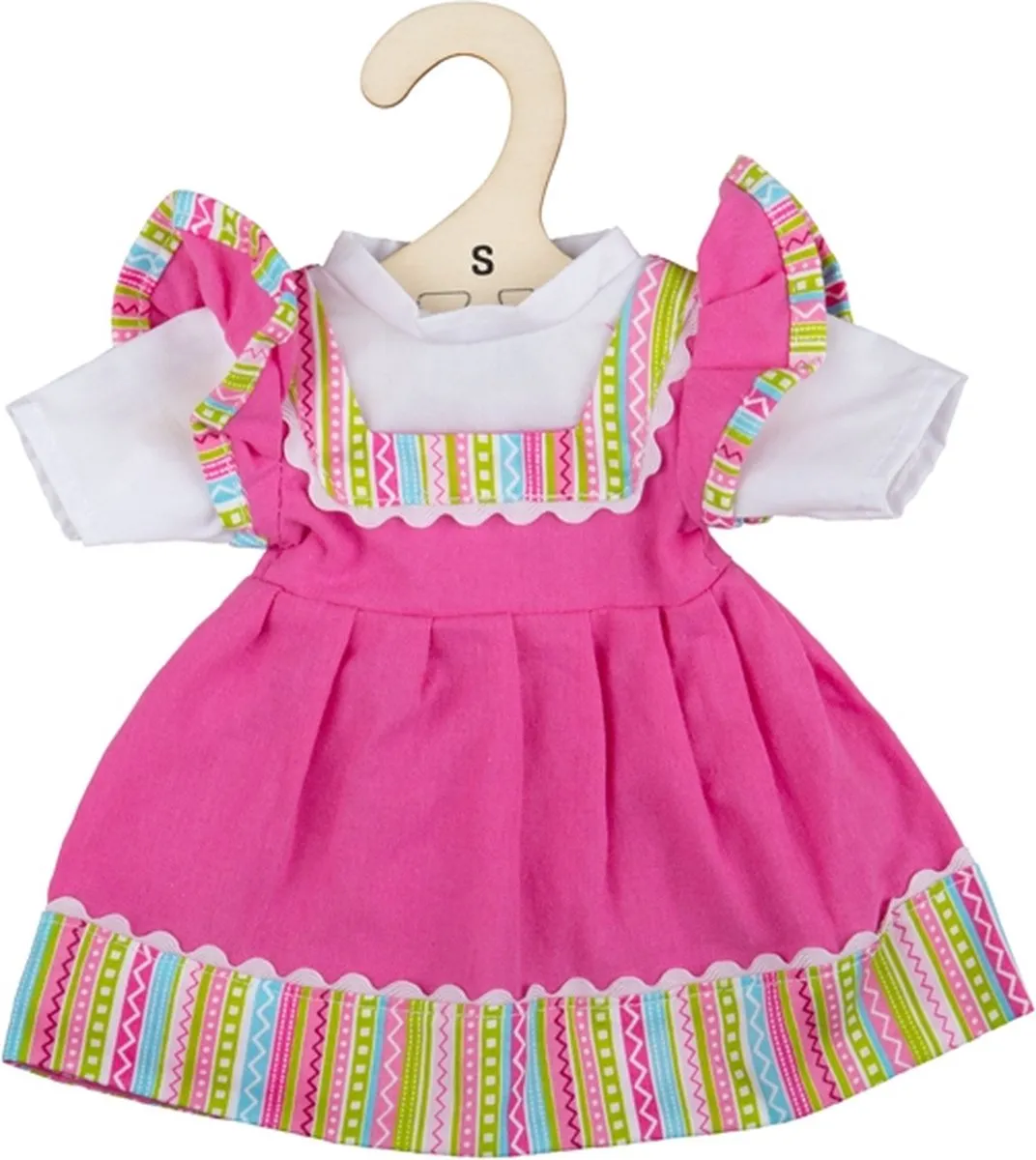 BIGJIGS Roze Jurk met Strepen Small