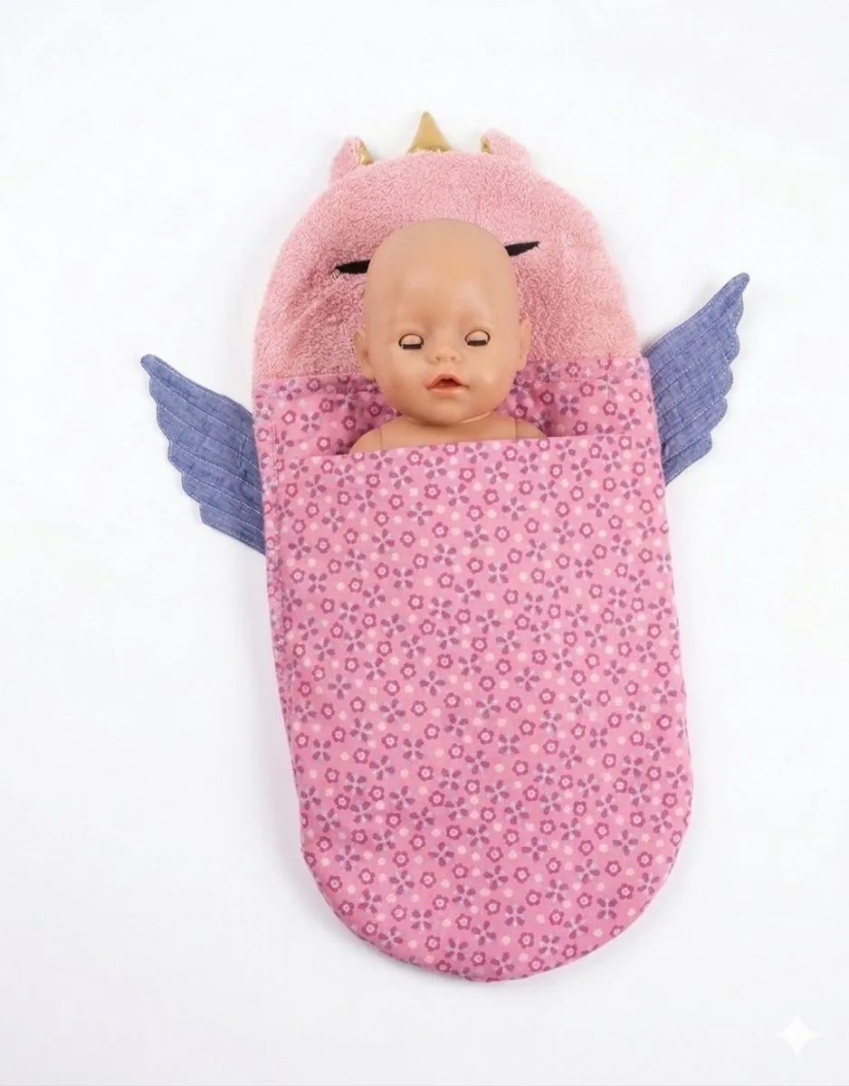 Happy U Kids Unicorn Slaapzak voor Babypop 36-43cm - Paars/Pastel/Roze