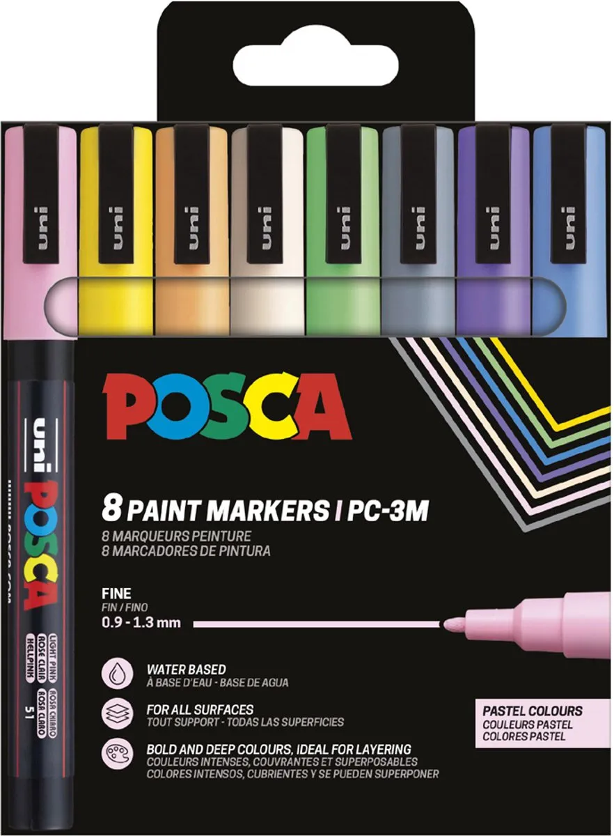 Posca Uni PC-3M Paintmarker - 5mm - 8 Stuks Assorti