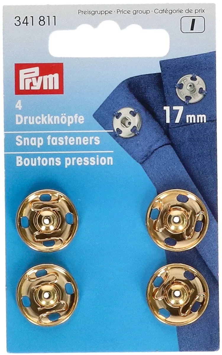 Prym Aannaaidrukknopen 17mm - 4 Stuks - Gouddor