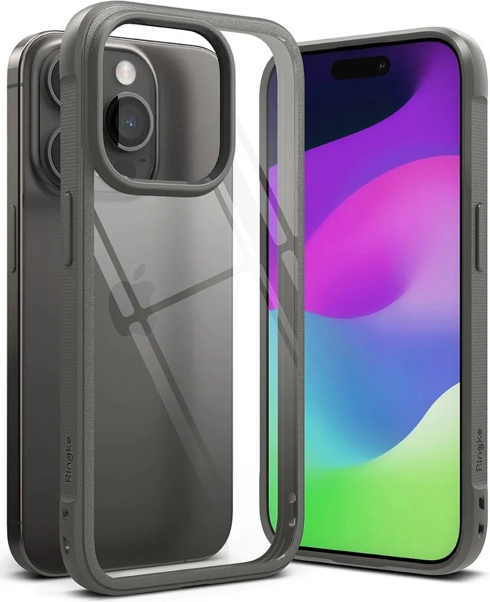 Ringke Fusion Bold Hoesje FC152 - iPhone 15 Pro - Grijs/Transparant