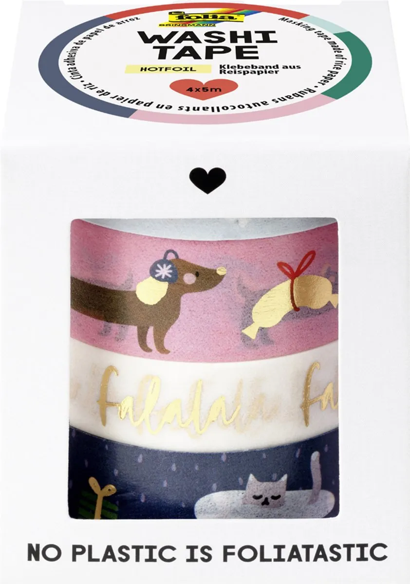 Folia Decoratiepleisterband Washi-Tape Kerst 'FALALA'