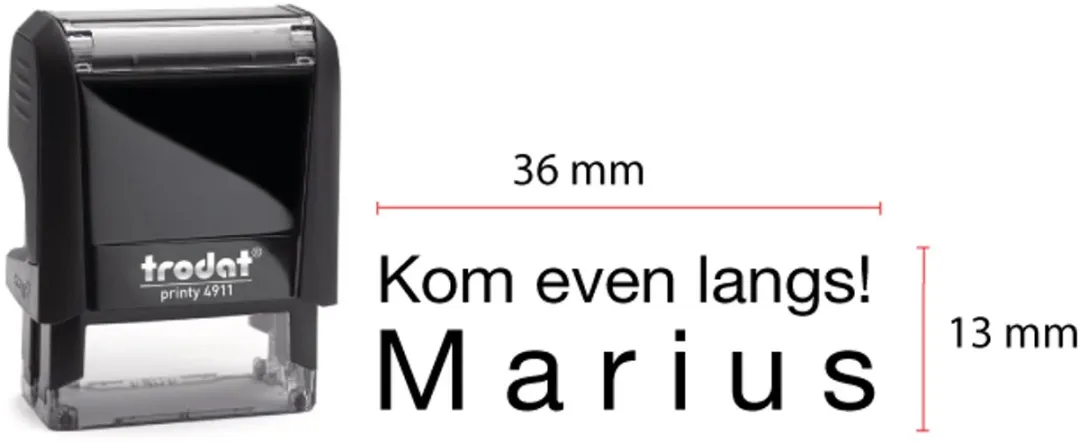 Trodat Printy 4911 Stempel - 36x13mm - Zwart