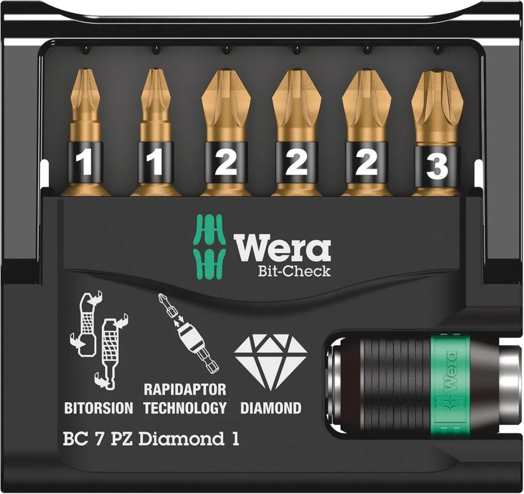 Wera 05057412001 7-delige Bit-Check Diamond Bitset - Pozidriv