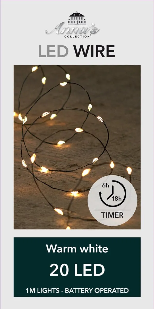 Anna's Collection Draadverlichting 2x20 LED Warm Wit 100cm