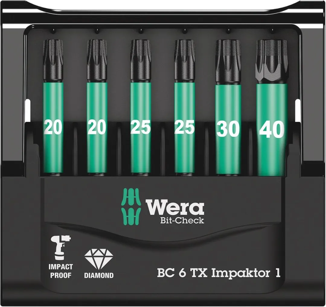 Wera 05057693001 Bit-Check 6 Impaktor 1 Bitset - Torx T20