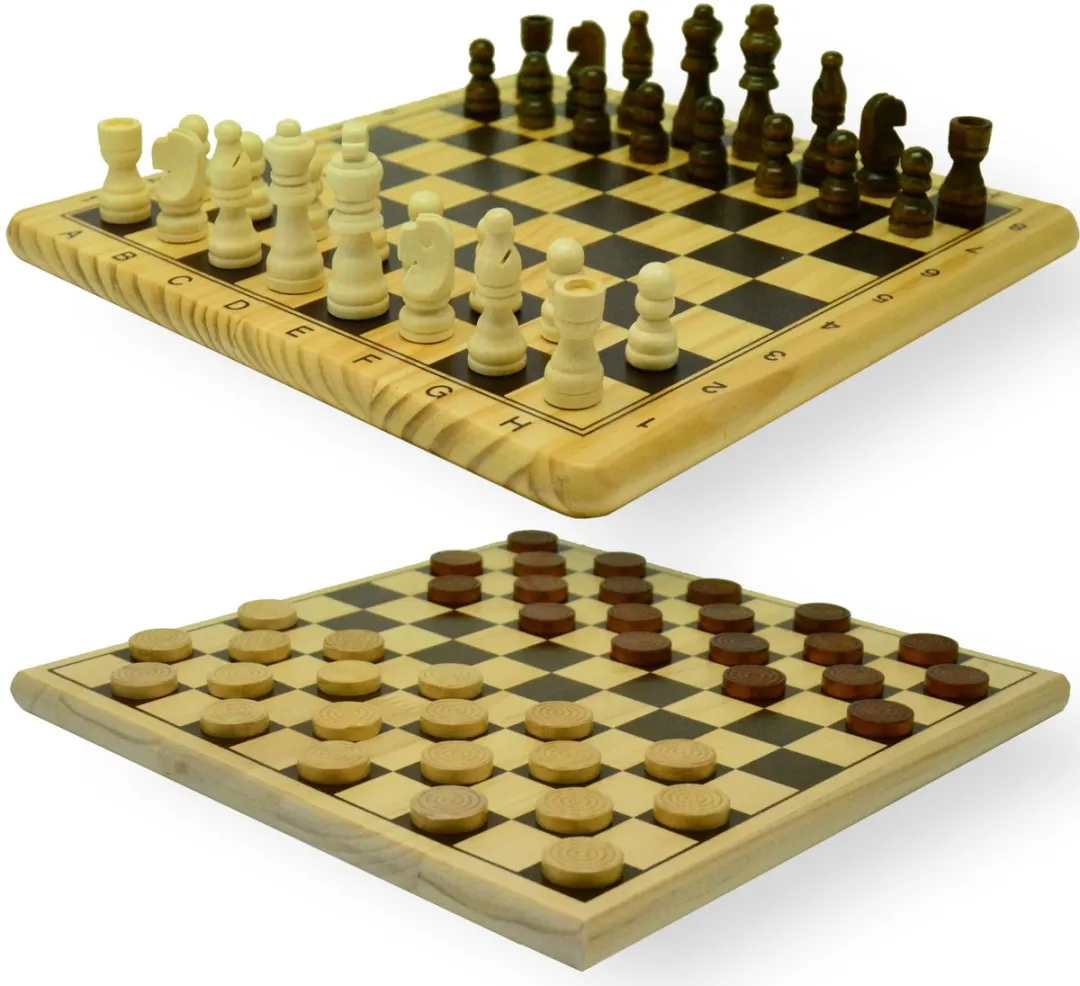 HOT Games Schaak-Dam-Set Hout 29x29cm