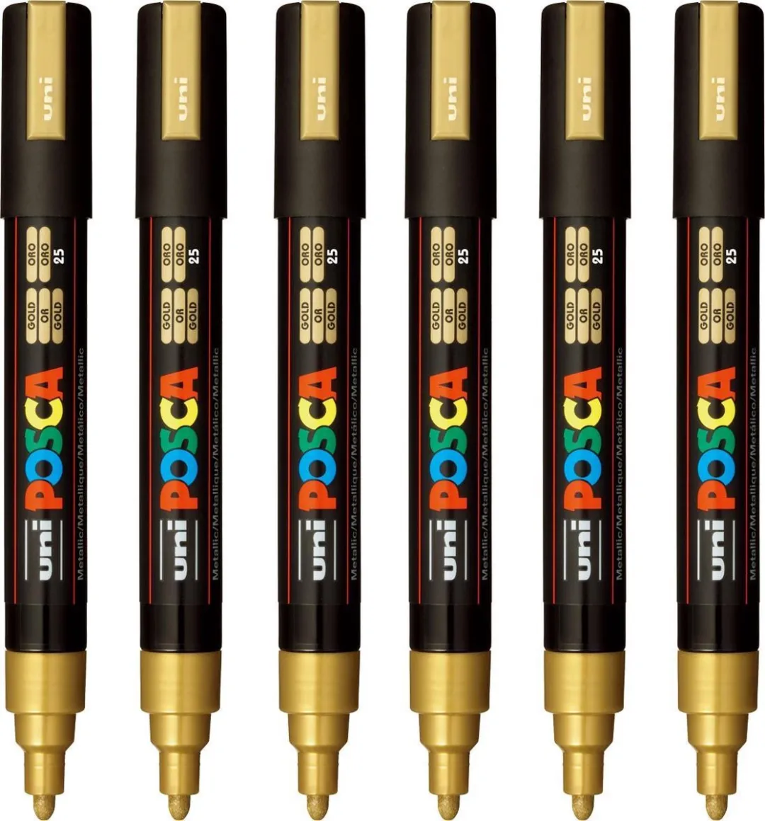 Posca PC-5M Markeerstiften - Goud - 6 Stuks