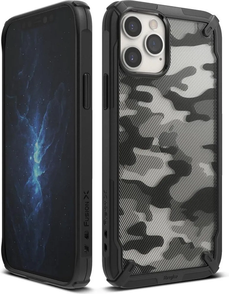 Ringke Fusion X Camo TPU Hoesje iPhone 12 Mini - 6265 - Zwart